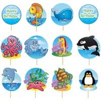 Underwater birthday theme Cup cake toppers