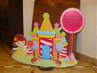 A candy land  entrance cutout to welcome your little guests