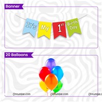 1st Birthday Multicolour Decor Pack (Pack of 21 pcs)