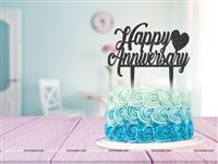Happy Anniversary heart Cake Topper black