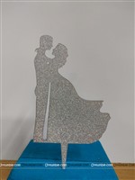 Engagement & Wedding Couple Cake Topper (Silver)