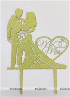 Mr & Mrs Couple Cake Topper Gold 