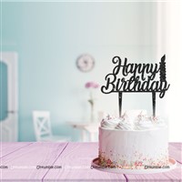Happy BIrthday candle Cake Topper Black