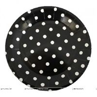 Birthday Party Plate - Black and white polka