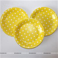 Birthday Party Plate - Yellow and white polka