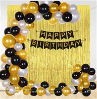 Black & Gold Birthday Decoration Pack (Set of 102 pcs)