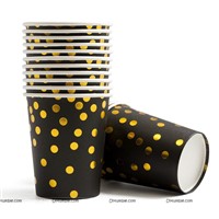 Black with Gold Polka Cups (Pack of 10)
