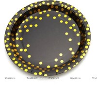 Black with Gold Polka Plates (Pack of 10)