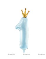 Blue Number One Balloon with crown