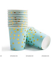 Blue with Gold Polka Cups (Pack of 10)