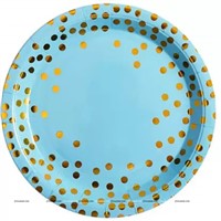 Blue with Gold Polka Plates ( Pack of 10)