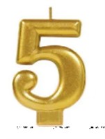 Gold Metallic Number 5 Candle