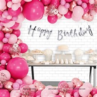 Cursive Banner Pink Theme Birthday Decoration Kit (Pack of 52 )
