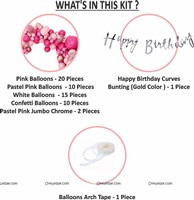 Cursive Banner Pink Theme Birthday Decoration Kit (Pack of 52 )