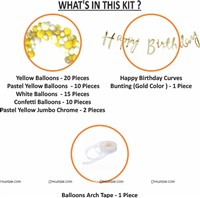 Cursive Banner Yellow Theme Birthday Decoration Kit (Pack of 52 )