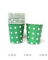 Dark Green & White Polka Paper Cups (Pack of 20)