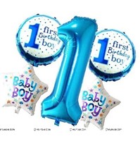 First Baby Boy Birthday Foil Balloon  (Pack of 5 )