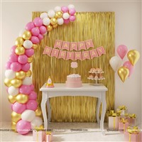 Pink and Gold Birthday Decor Kit (Pack of 65 pcs)