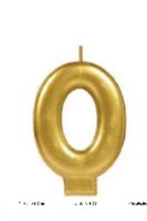 Gold Metallic Number 0  Candle