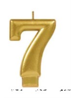 Gold Metallic Number 7  Candle