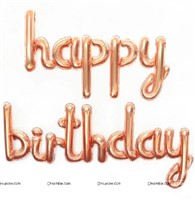 Happy Birthday Cursive Foil balloons Rose gold