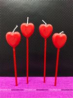 Heart Shaped stick Candles (Pack of 4 )