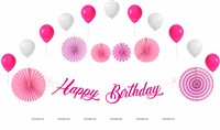 Pink Birthday Decoration Kit (Pack of 27 pcs )