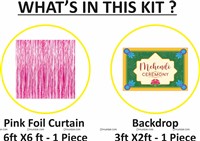 Mehendi Foil Backdrop Curtain Kit - Pink