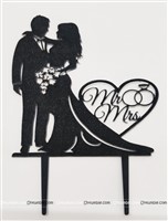 Mr & Mrs Couple Cake Topper Black