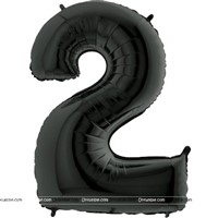 Number 2 Foil Balloon Black - 40 Inches
