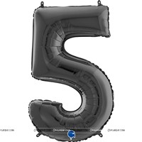 Number 5 Foil Balloon Black - 40 Inches