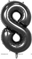 Number 8 Foil Balloon Black - 40 Inches