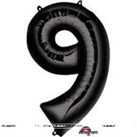 Number 9 Foil Balloon Black - 42 Inches