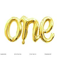 One Cursive Foil balloon Gold