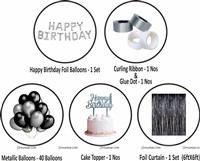 Black curtain silver foil balloon kit