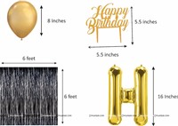 Black curtain Gold foil balloon kit