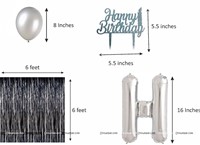 Black curtain silver foil balloon kit