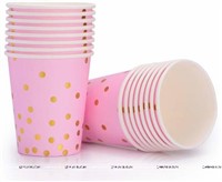 Pink with Gold Polka Cups (Pack of 10)