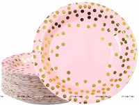 Pink with Gold Polka Plates (Pack of 10)