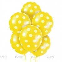 Yellow & white polka balloons (20)
