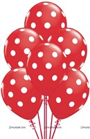 Red & white polka balloons (Pack of 20)