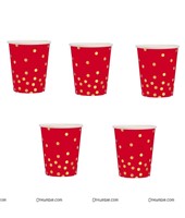 Red with Gold Polka Cups (Pack of 10)
