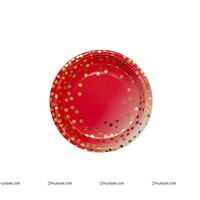 Red with Gold Polka Plates (Pack of 10)