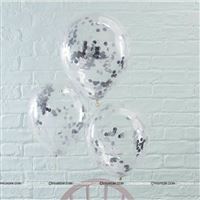 Silver Confetti Balloons (Pack of 5)
