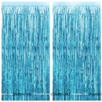 Teal Blue Foil Curtains 6ft x 6ft