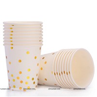 White with Gold Polka Cups (Pack of 10)