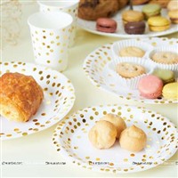 White with Gold Polka Plates (Pack of 10)