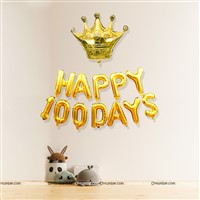 Happy 100 Days Foil Balloon and Crown Set