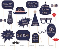 30th Birthday Photo Props Pack of18