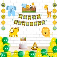  Jungle Animals Super saver birthday decoration kit (Pack of 58 pieces)
